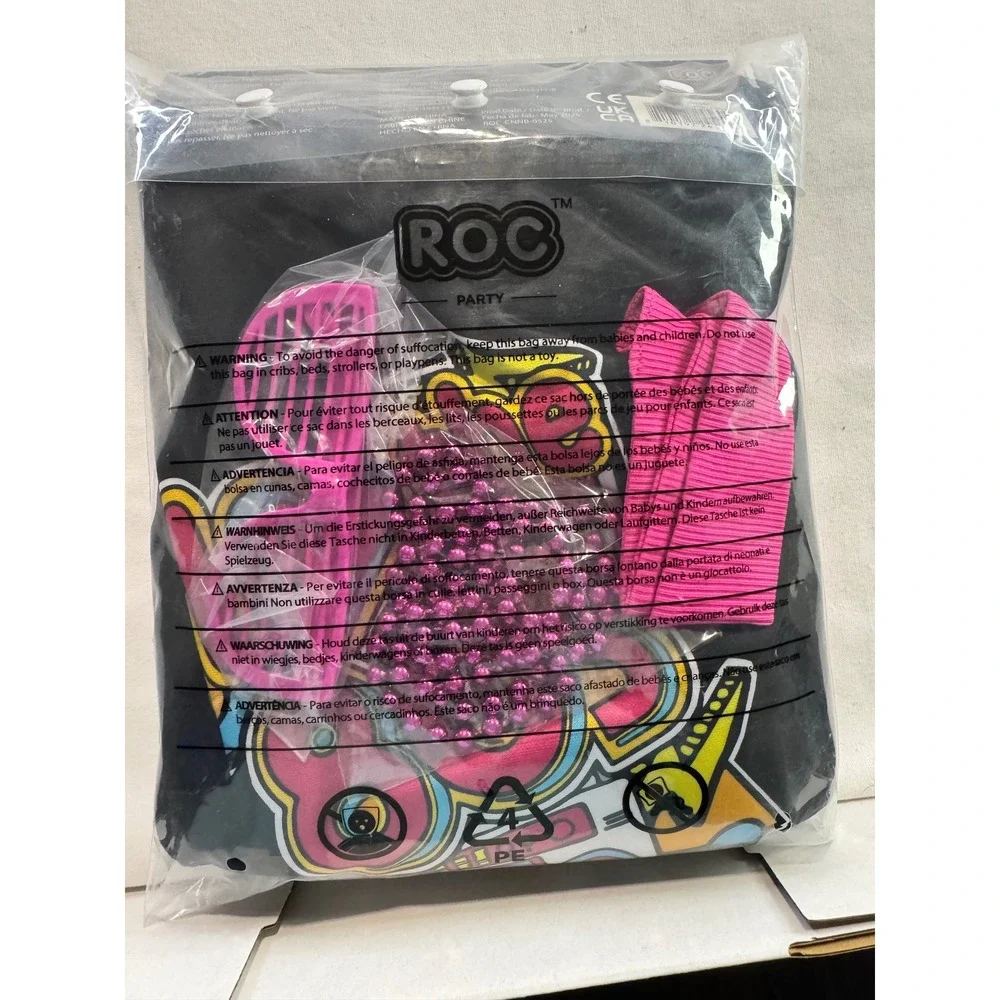 ROC Party 80s Girls Costume Set Pink Light Up Skirt‎ Large Child New